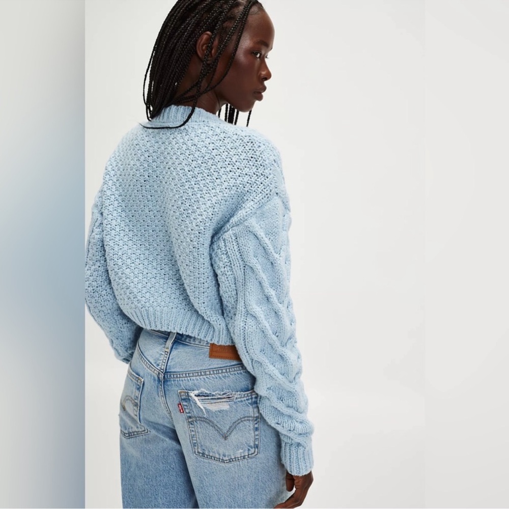 NEW FREE PEOPLE Bonfire Cardigan Cardi Sweater in Boardwalk Blue M - Picture 3 of 8